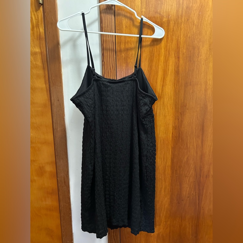 No Boundaries Black Textured Spaghetti Strap Mini Dress